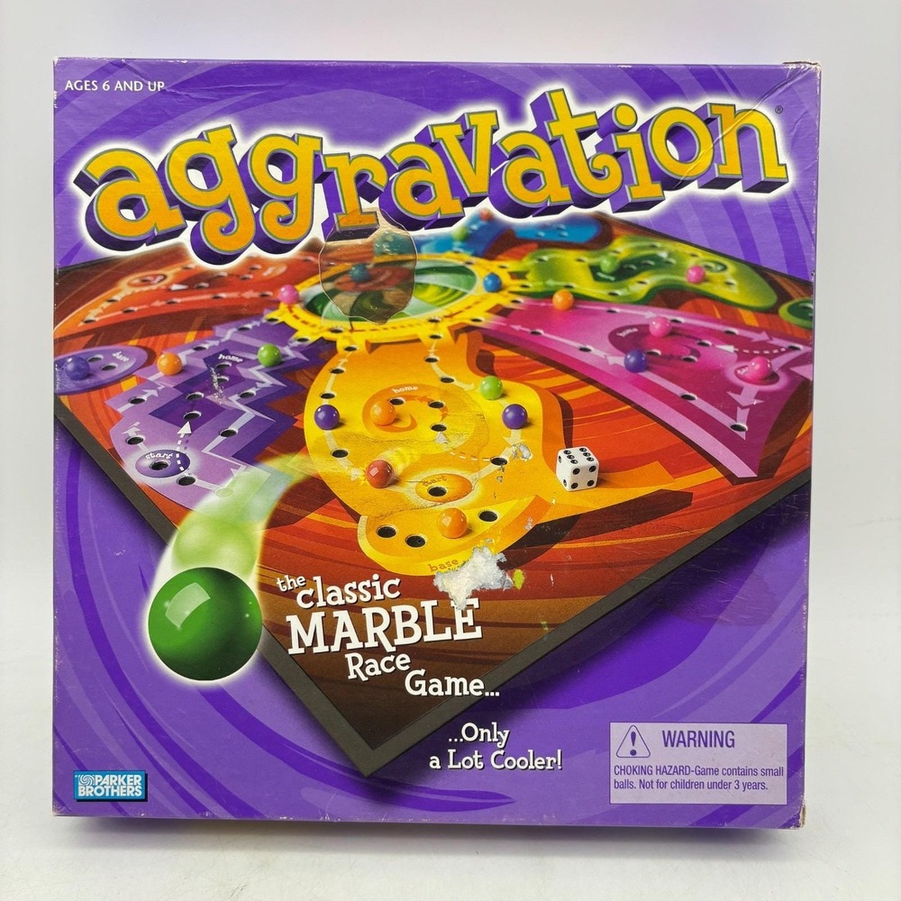 Aggravation COMPLETE Milton Bradley 2002 Classic Marble Race Family Kids